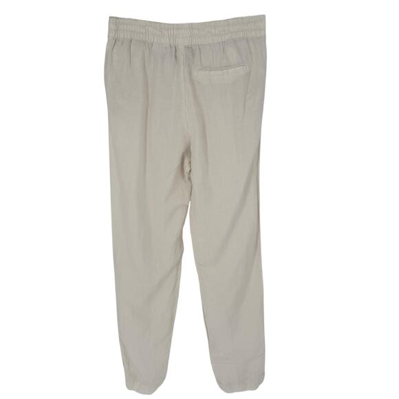 H&M White Linen Pants Drawstring Waist Casual Lightweight Cropped Women's Size 2 - Picture 2 of 6